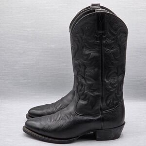 Ariat Cowboy Boots Men's 10 EE Wide Black Leather Deertan Heritage Round Western